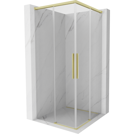 Mexen Rox Duo cabine de douche coulissante 110 x 110 cm, transparente, or brossé - 8C2D-110-110-55-00
