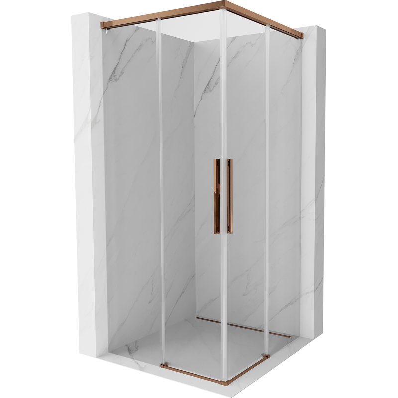Mexen Rox Duo cabine de douche coulissante 75 x 75 cm, transparent, or rose - 8C2D-075-075-60-00