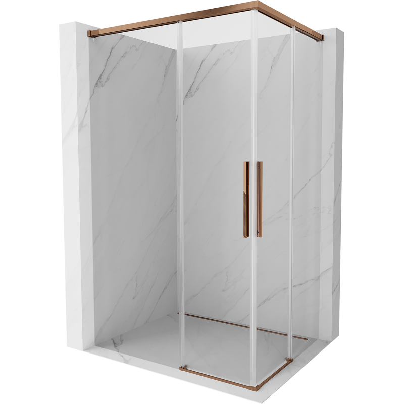 Mexen Rox Duo cabine de douche coulissante 85 x 80 cm, transparent, or rose - 8C2D-085-080-60-00