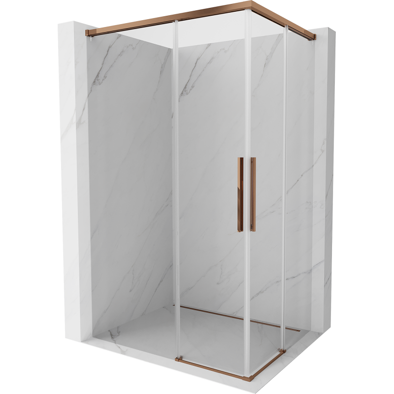 Mexen Rox Duo cabine de douche coulissante 95 x 80 cm, transparent, or rose - 8C2D-095-080-60-00