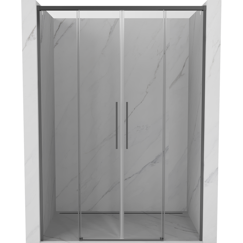 Mexen Rox Duo portes de douche coulissantes 140 cm, transparentes, métal gun - 8C2-140-002-95-00