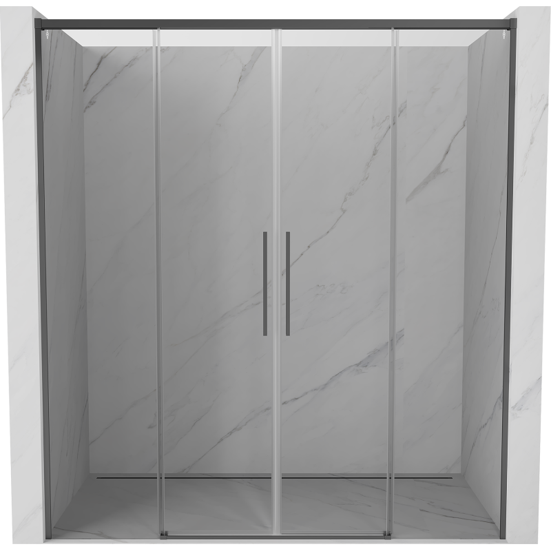 Mexen Rox Duo portes de douche coulissantes 190 cm, transparent, métal gun - 8C2-190-002-95-00
