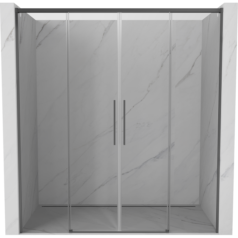 Mexen Rox Duo porte de douche coulissante 200 cm, transparent, gun metal - 8C2-200-002-95-00