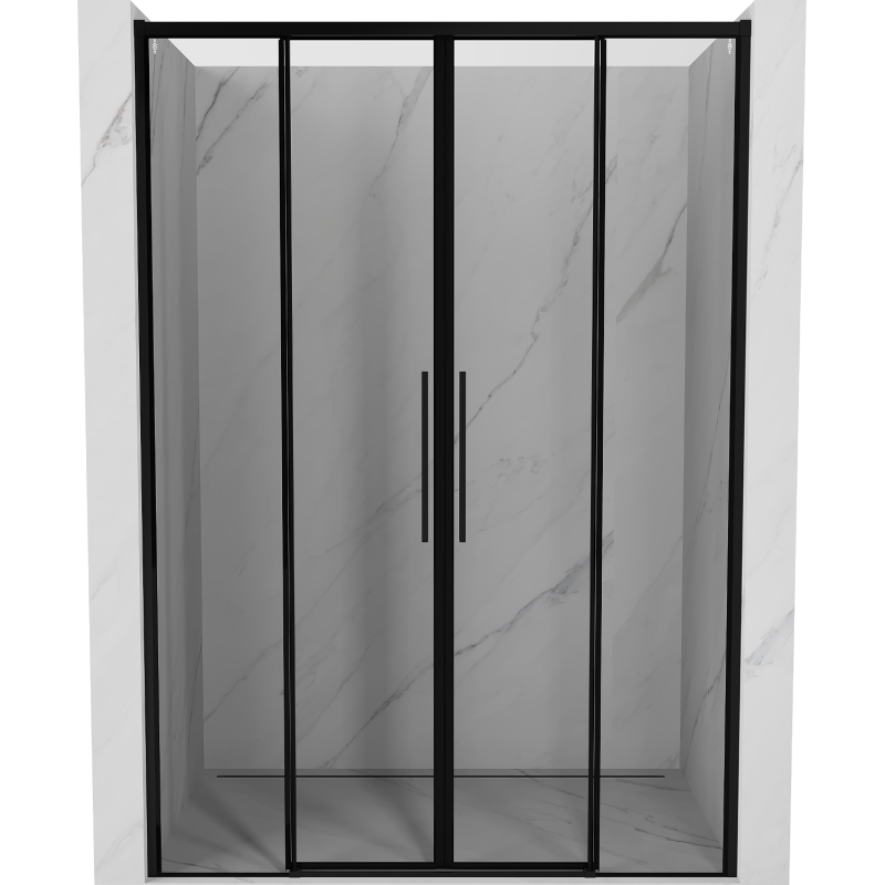 Mexen Rox Duo portes de douche coulissantes 140 cm, cadre noir, noir - 8C2-140-002-70-70
