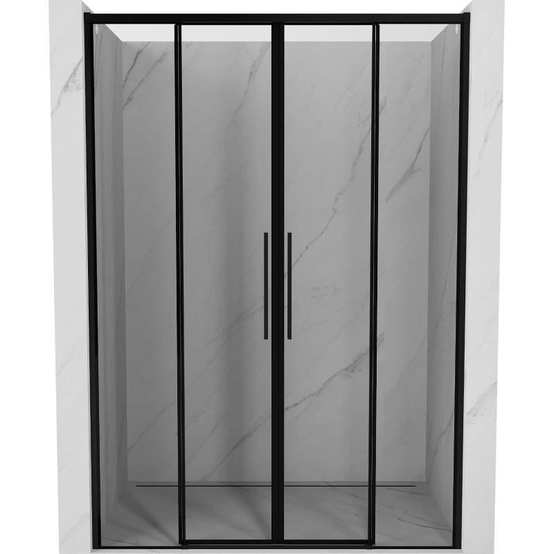 Mexen Rox Duo portes de douche coulissantes 160 cm, cadre noir, noir - 8C2-160-002-70-70