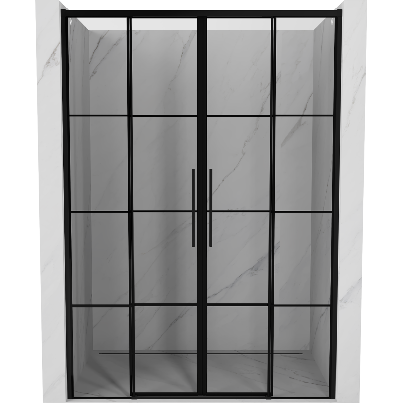 Mexen Rox Duo portes de douche coulissantes 140 cm, grille noire, noir - 8C2-140-002-70-77
