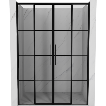 Mexen Rox Duo portes de douche coulissantes 150 cm, grille noire, noir - 8C2-150-002-70-77