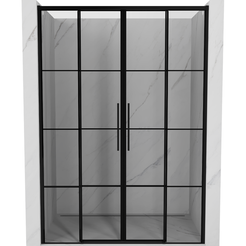 Mexen Rox Porte de douche coulissante duo 160 cm, grille noire, noire - 8C2-160-002-70-77