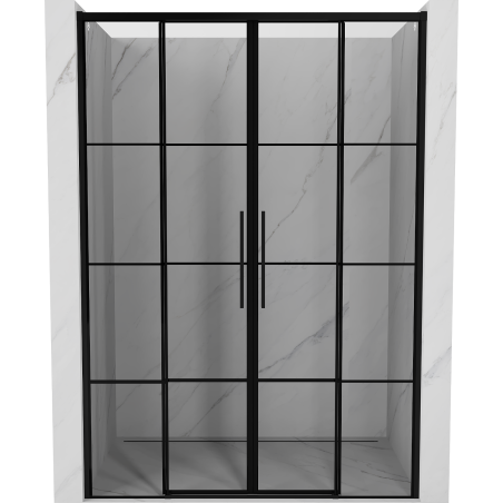 Mexen Rox Porte de douche coulissante duo 160 cm, grille noire, noire - 8C2-160-002-70-77