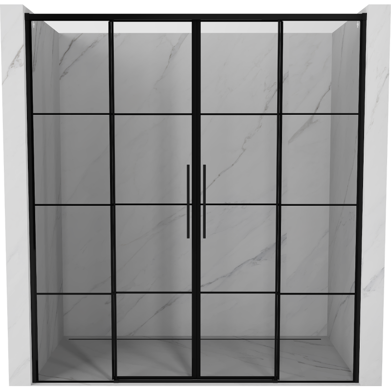 Mexen Rox Duo porte de douche coulissante 170 cm, grille noire, noir - 8C2-170-002-70-77