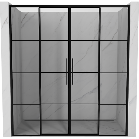 Mexen Rox Duo porte de douche coulissante 180 cm, motif cage noir, noir - 8C2-180-002-70-77