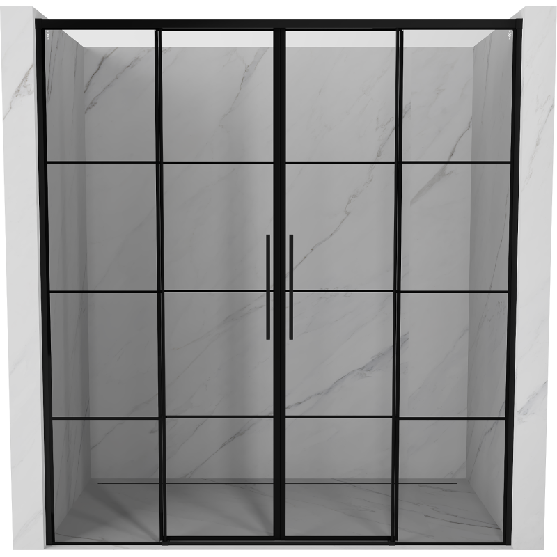 Mexen Rox Duo portes de douche coulissantes 190 cm, grille noire, noires - 8C2-190-002-70-77