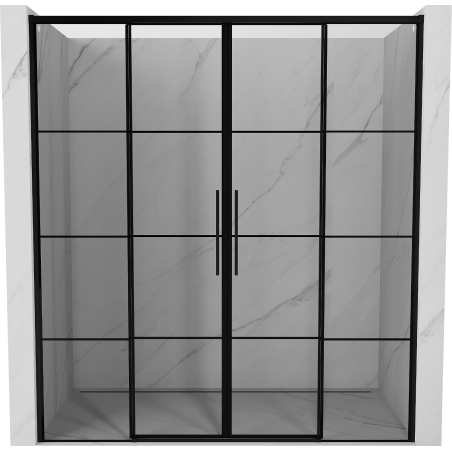 Mexen Rox Duo portes de douche coulissantes 190 cm, grille noire, noires - 8C2-190-002-70-77