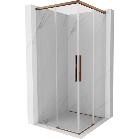 Mexen Rox Duo cabine de douche coulissante 90 x 90 cm, transparent, or rose - 8C2D-090-090-60-00