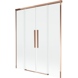 Mexen Rox paroi de bain 2 volets coulissants 140 x 150 cm, transparent, or rose - 8C9-140-002-60-00