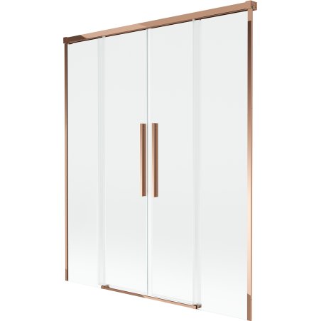 Mexen Rox paroi de bain 2 volets coulissants 140 x 150 cm, transparent, or rose - 8C9-140-002-60-00