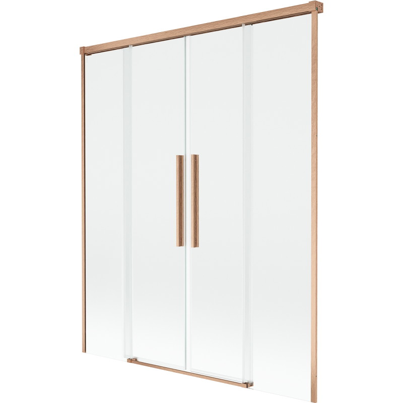 Mexen Rox paroi de baignoire coulissante à 2 vantaux 150 x 150 cm, transparent, cuivre brossé - 8C9-150-002-65-00
