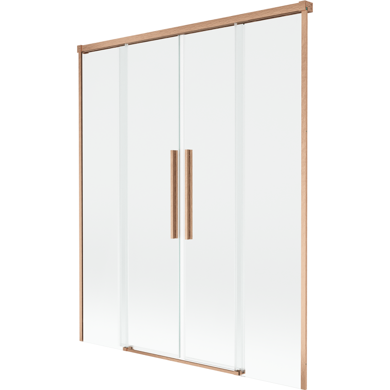 Mexen Rox paroi de douche à 2 vantaux coulissante 150 x 150 cm, transparent, cuivre brossé - 8C9-150-002-65-00
