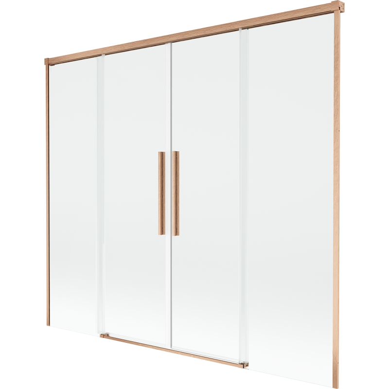 Mexen Rox paroi de douche 2 volets coulissants 180 x 150 cm, transparent, cuivre brossé - 8C9-180-002-65-00