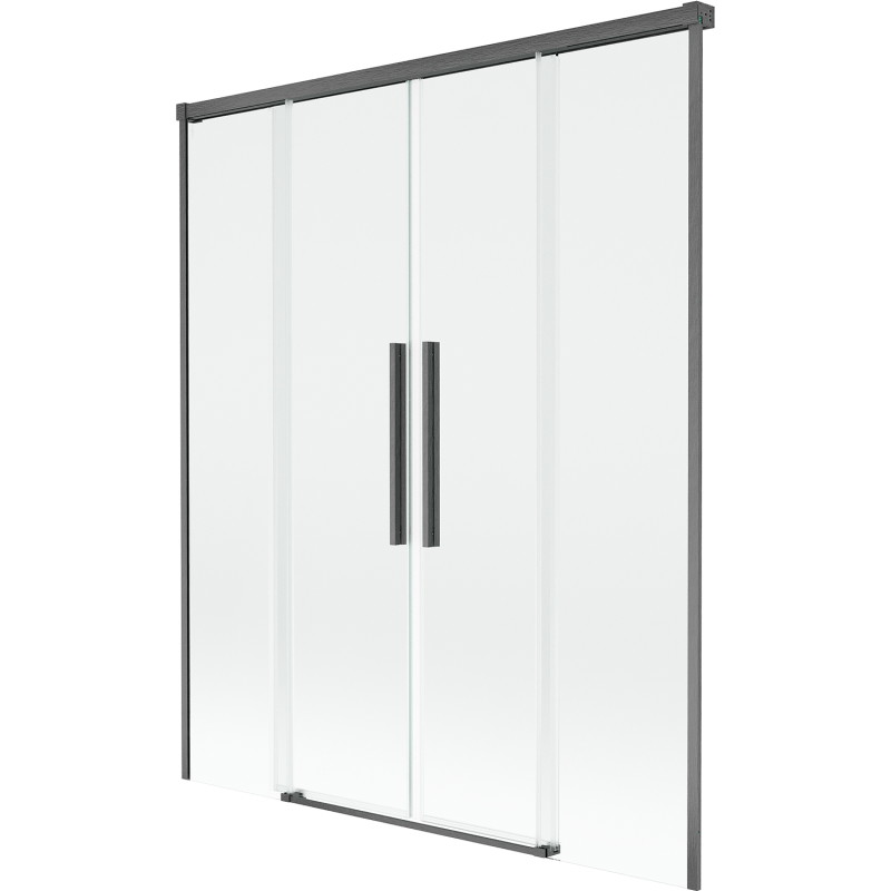Mexen Rox paravent de baignoire à 2 panneaux coulissants 160 x 150 cm, transparent, gris canon brossé - 8C9-160-002-66-00