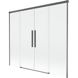 Mexen Rox paroi de baignoire 2 volets coulissants 170 x 150 cm, transparent, gris pistolet brossé - 8C9-170-002-66-00