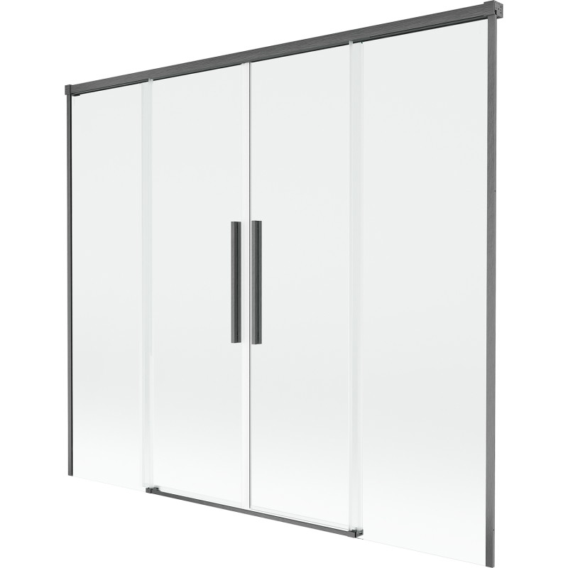 Mexen Rox paroi de baignoire à 2 volets coulissants 180 x 150 cm, transparent, gris canon brossé - 8C9-180-002-66-00