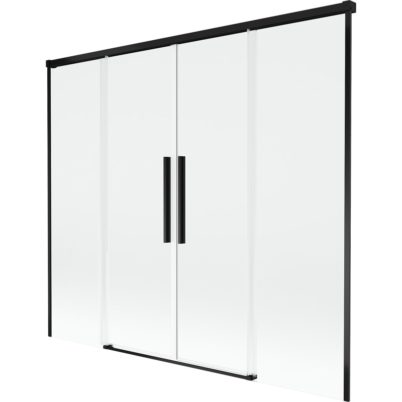Mexen Rox paroi de baignoire 2 volets coulissants 180 x 150 cm, transparent, noir - 8C9-180-002-70-00