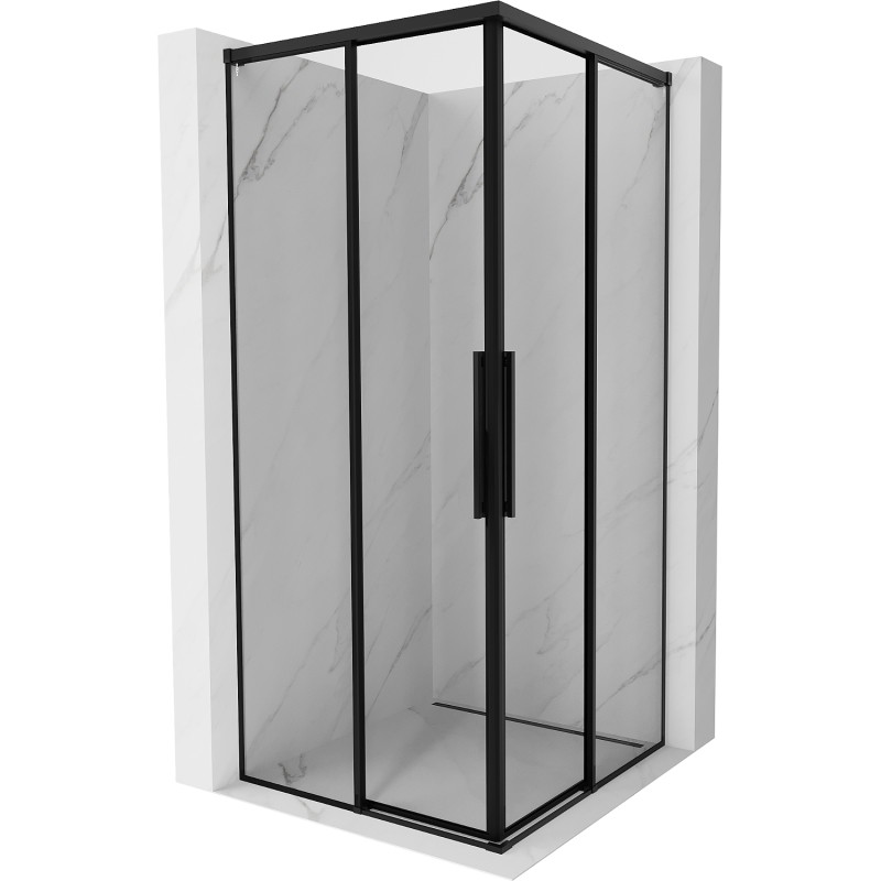 Mexen Rox Cabine de douche Duo coulissante 75 x 75 cm, cadre noir, noir - 8C2D-075-075-70-70