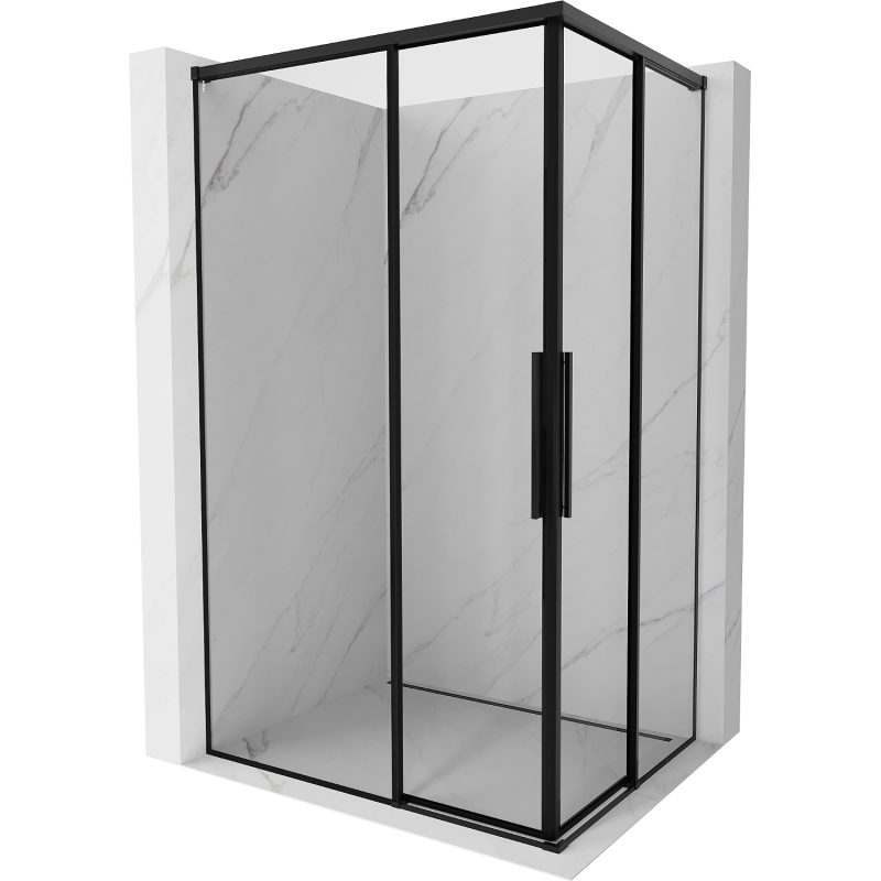 Mexen Rox Duo cabine de douche coulissante 120 x 85 cm, cadre noir, noir - 8C2D-120-085-70-70