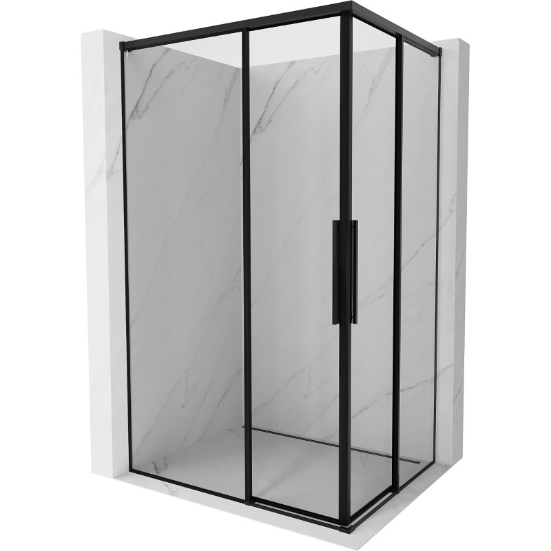 Mexen Rox Douche noire Duo porte coulissante 120 x 90 cm, cadre noir - 8C2D-120-090-70-70
