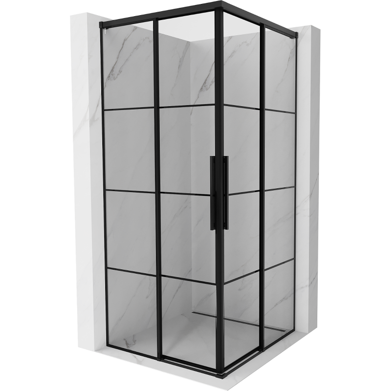 Mexen Rox Duo cabine de douche coulissante 75 x 75 cm, grille noire, noir - 8C2D-075-075-70-77