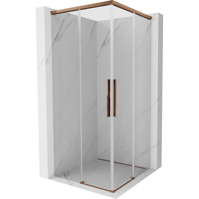 Mexen Rox Douche à double cabine coulissante 100 x 100 cm, transparent, or rose - 8C2D-100-100-60-00