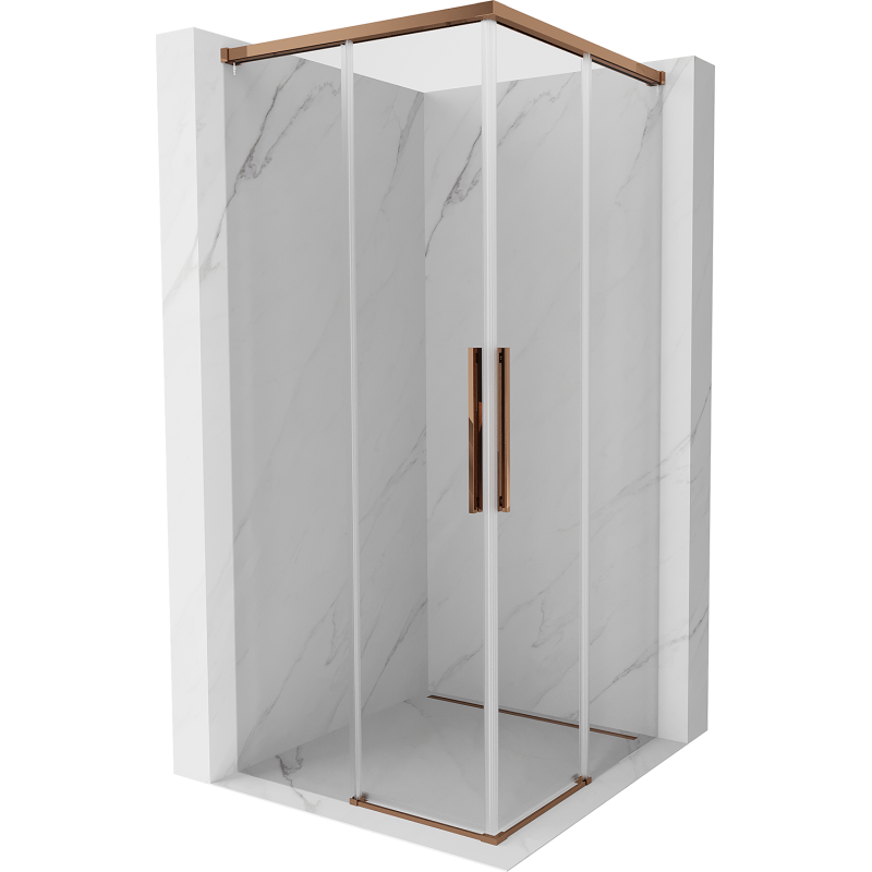 Mexen Rox Duo cabine de douche coulissante 100 x 100 cm, transparent, or rose - 8C2D-100-100-60-00