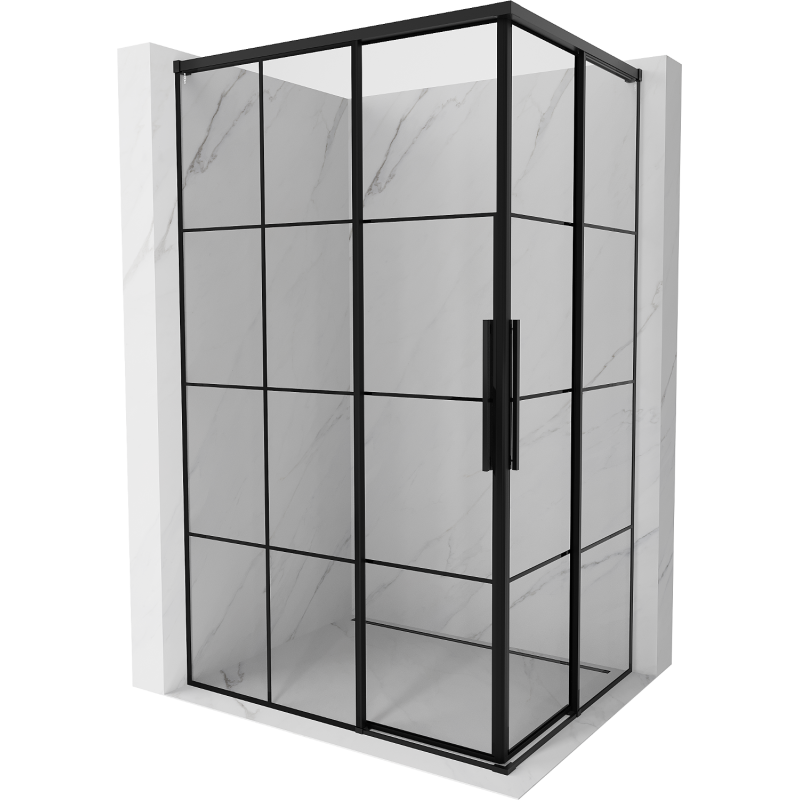 Mexen Rox Duo cabine de douche coulissante 95 x 80 cm, grille noire, noire - 8C2D-095-080-70-77