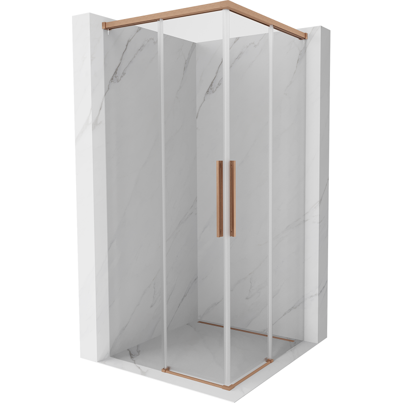 Mexen Rox Duo cabine de douche coulissante 80 x 80 cm, transparente, cuivre brossé - 8C2D-080-080-65-00
