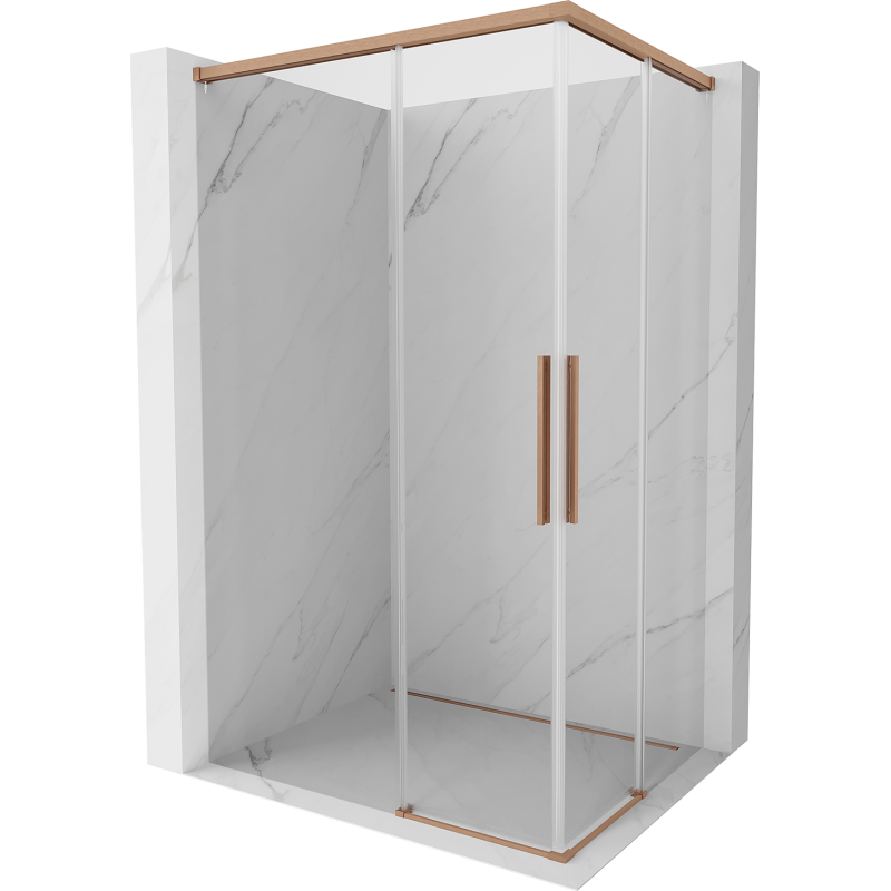 Mexen Rox Duo cabine de douche coulissante 95 x 80 cm, transparent, cuivre brossé - 8C2D-095-080-65-00