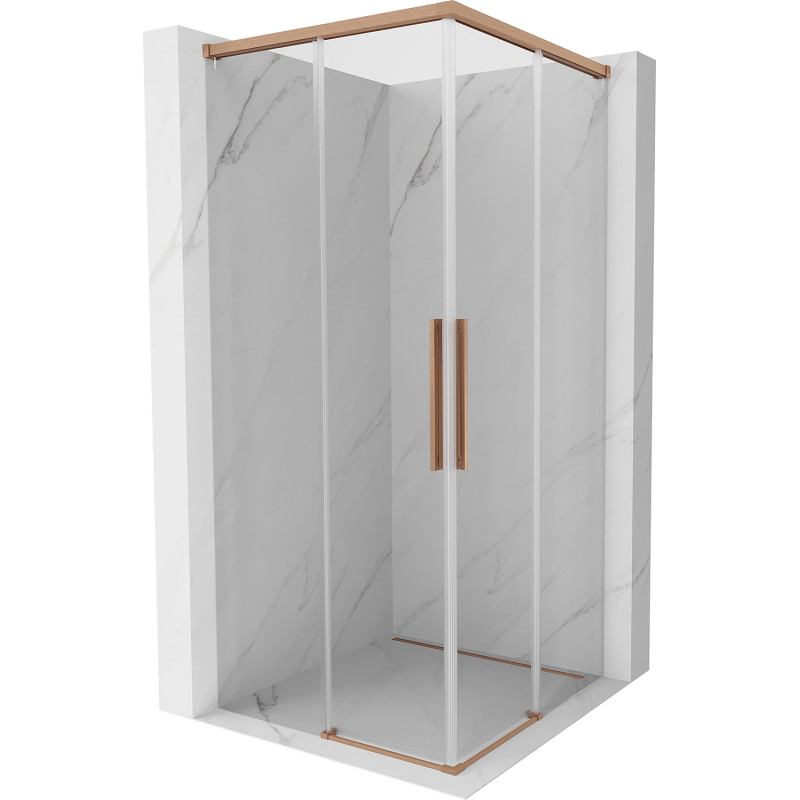 Mexen Rox Duo cabine de douche coulissante 90 x 90 cm, transparente, cuivre brossé - 8C2D-090-090-65-00