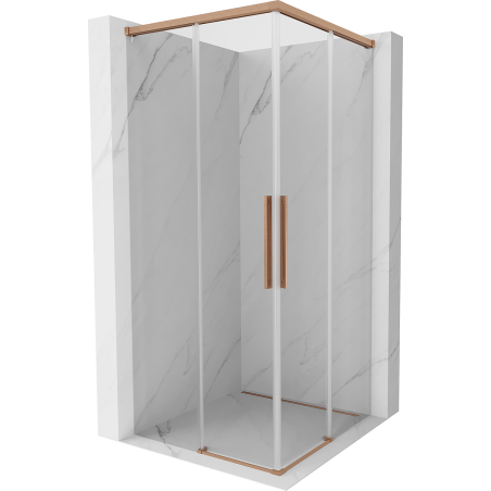 Mexen Rox Duo cabine de douche coulissante 90 x 90 cm, transparent, cuivre brossé - 8C2D-090-090-65-00