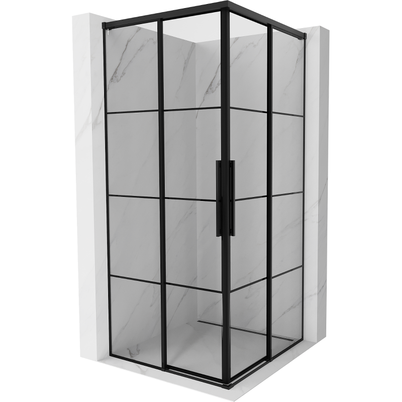 Mexen Rox Duo cabine de douche coulissante 90 x 90 cm, grille noire, noire - 8C2D-090-090-70-77