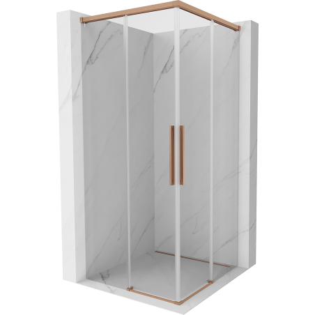 Mexen Rox Duo cabine de douche coulissante 120 x 120 cm, transparent, cuivre brossé - 8C2D-120-120-65-00