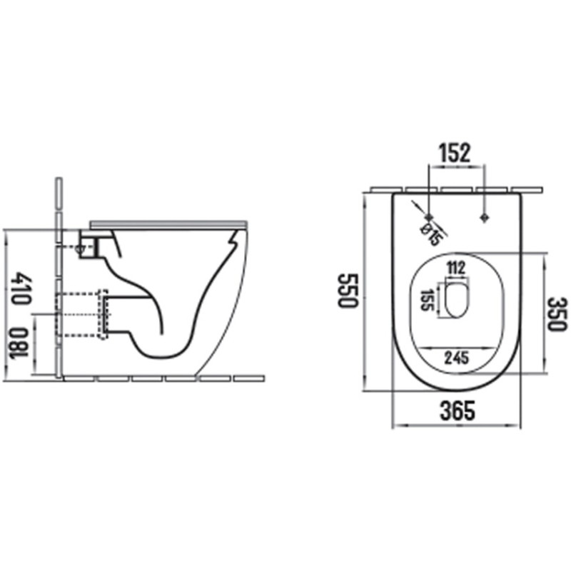Mexen Lena cuvette WC au sol Rimless Tornado avec abattant à fermeture ralentie slim, duroplast, noir mat - 3222T4085