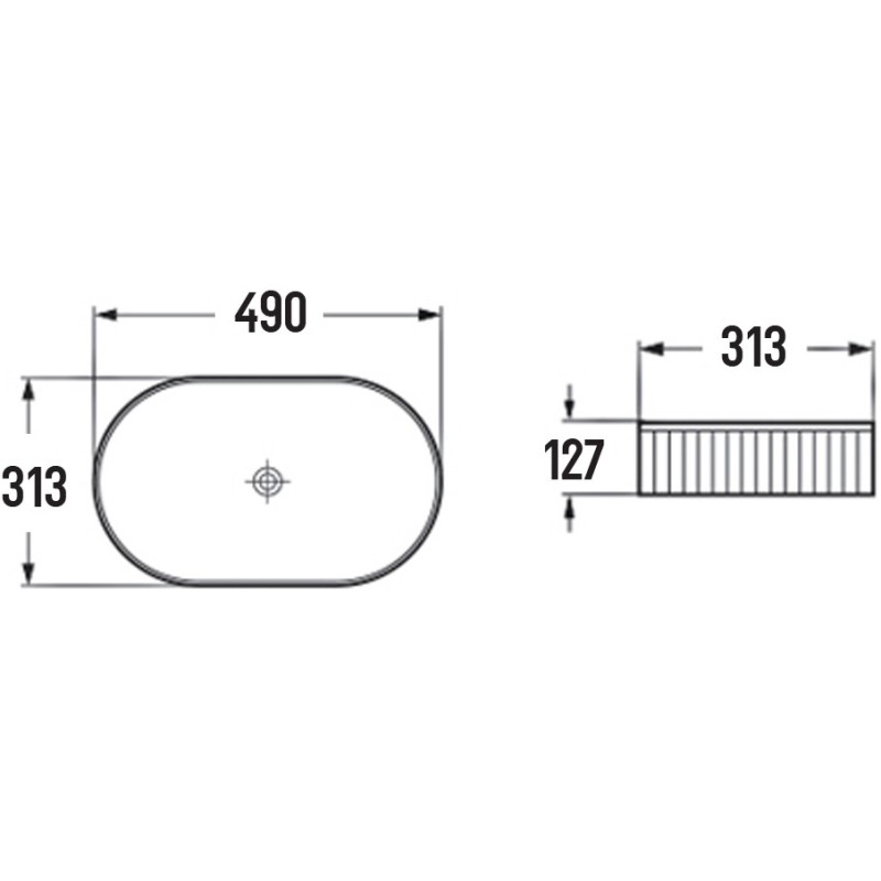 Mexen Grovo lavabo à poser rainuré 49 x 31 cm, noir mat - 22304985