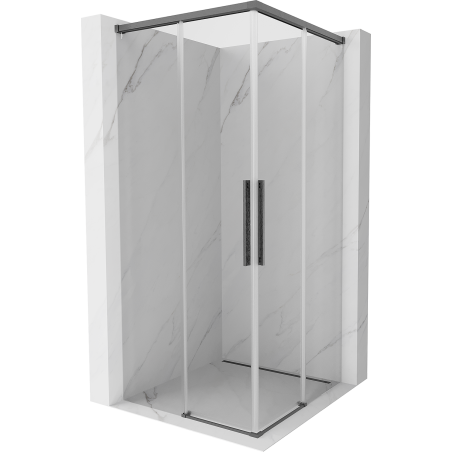 Mexen Rox Duo cabine de douche coulissante 100 x 100 cm, transparent, gris pistolet brossé - 8C2D-100-100-66-00