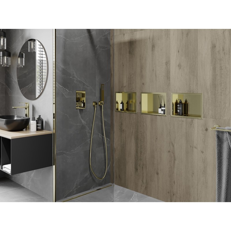 Mexen X-Wall-R étagère encastrée avec rebord 30 x 20 cm, or brossé - 1950302010