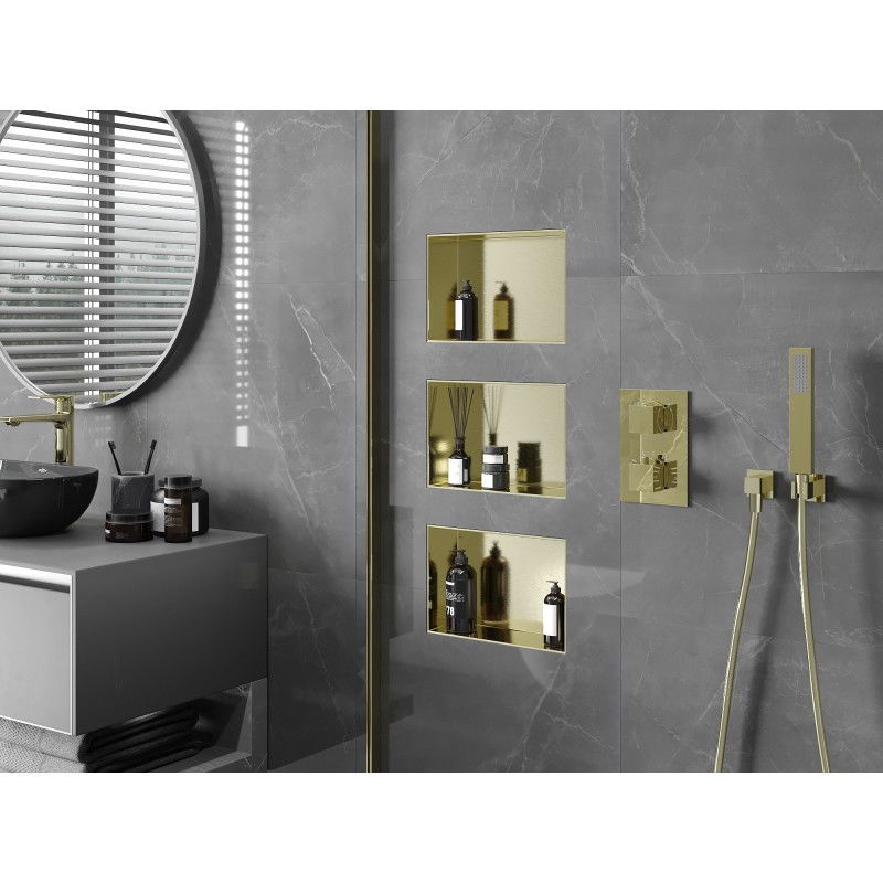 Mexen X-Wall-NR étagère à niche sans rebord 30 x 20 cm, or brossé - 1951302010