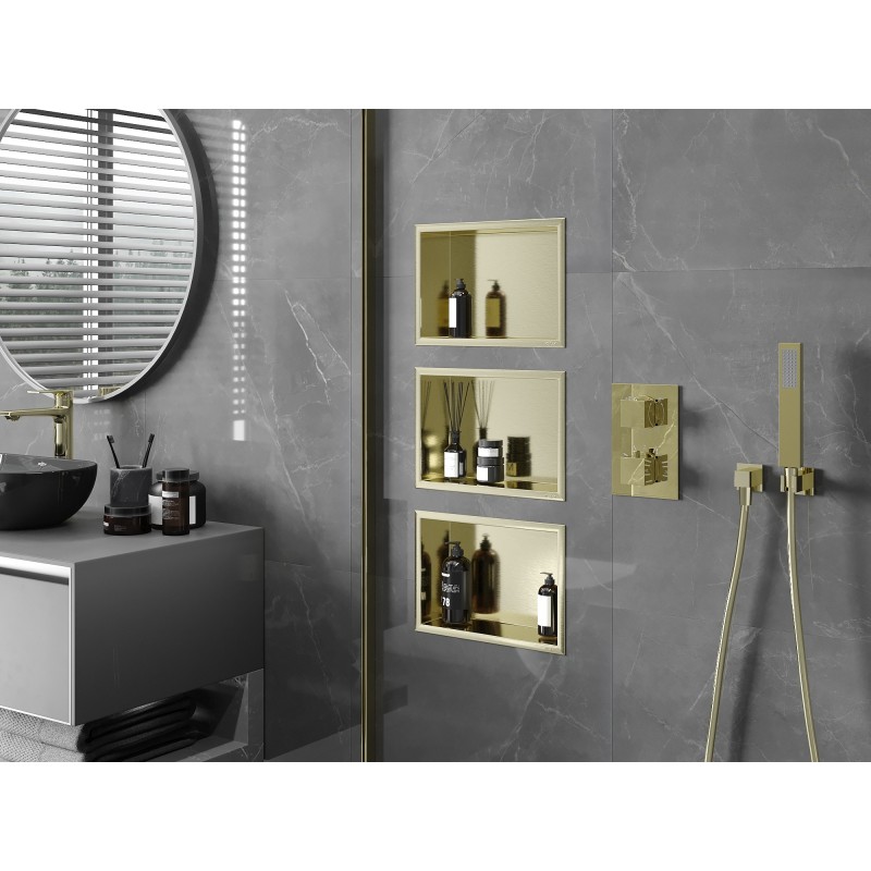 Mexen X-Wall-R étagère encastrée avec rebord 30 x 20 cm, or brossé - 1950302010