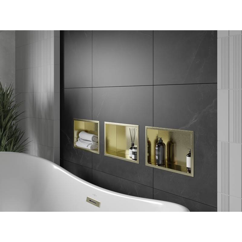 Mexen X-Wall-R étagère encastrée avec rebord 30 x 20 cm, or brossé - 1950302010