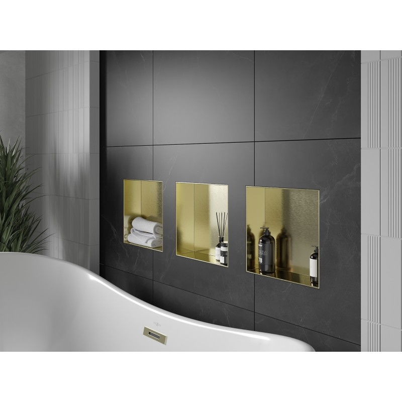 Mexen X-Wall-NR étagère incrustée sans bride 30 x 30 cm, or brossé - 1951303010