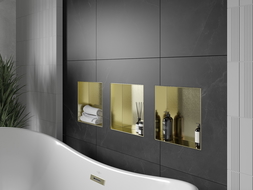 Mexen X-Wall-NR étagère incrustée sans bride 30 x 30 cm, or brossé - 1951303010