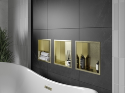 Mexen X-Wall-R étagère encastrée avec collerette 30 x 30 cm, or brossé - 1950303010